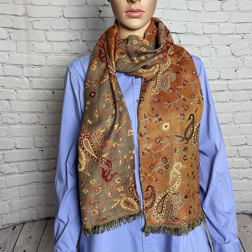 Paisley Viscose Brown Scarf